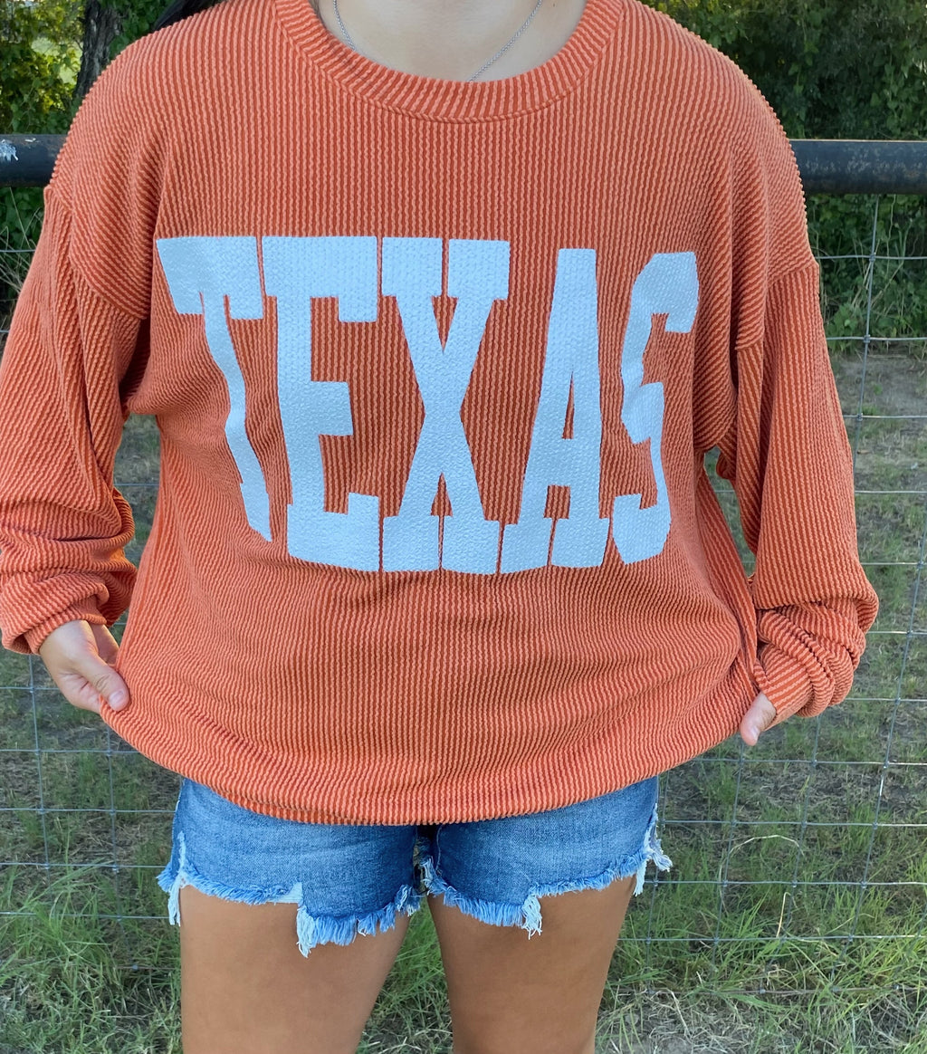 Orange Ribbed Texas Sweater image 1