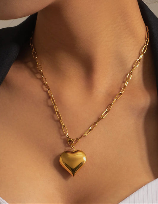 Non Tarnish Heart Paperclip Necklace image 0