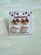 Pink Bow Christmas earrings