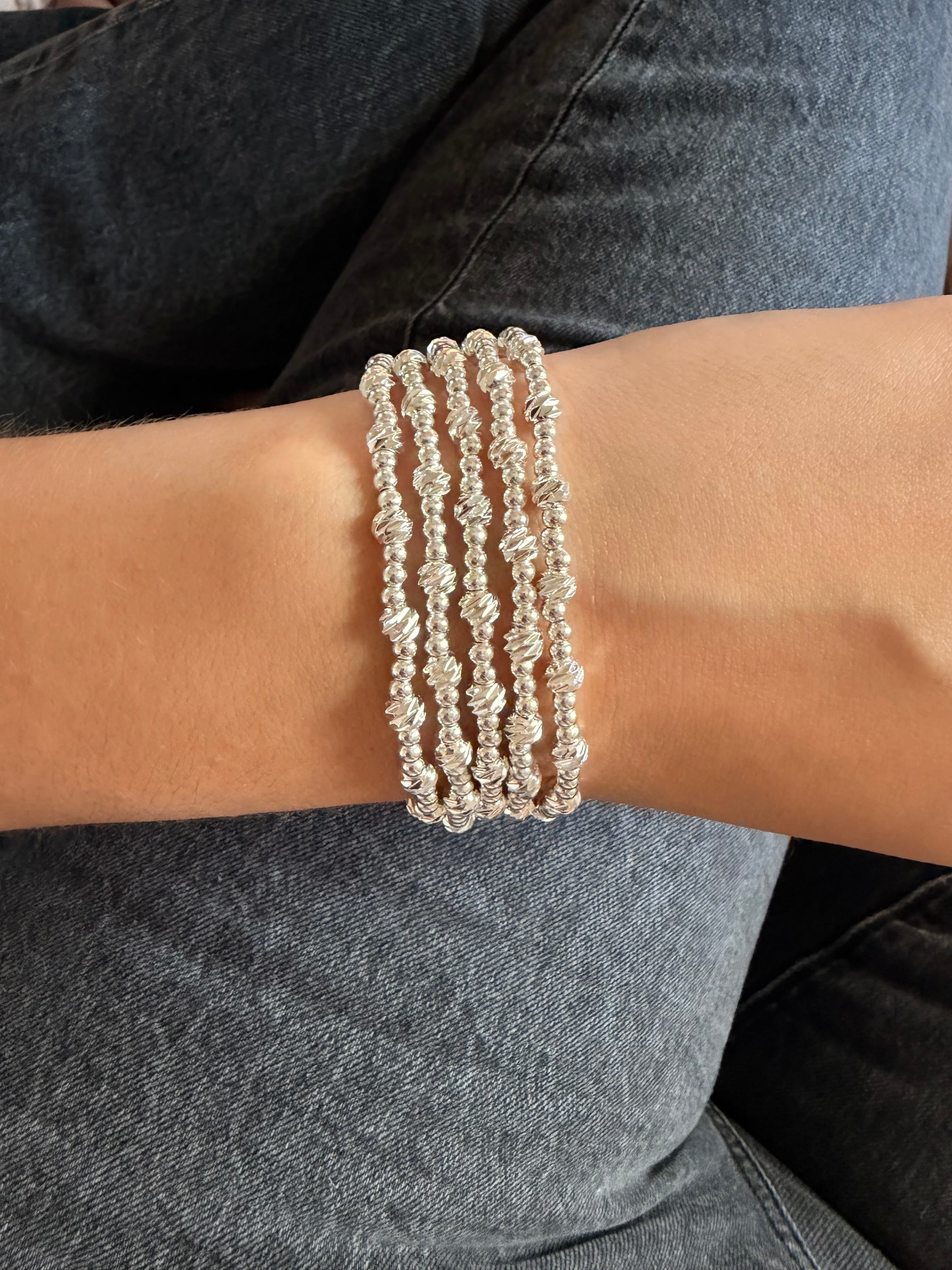 Silver bracelet stack