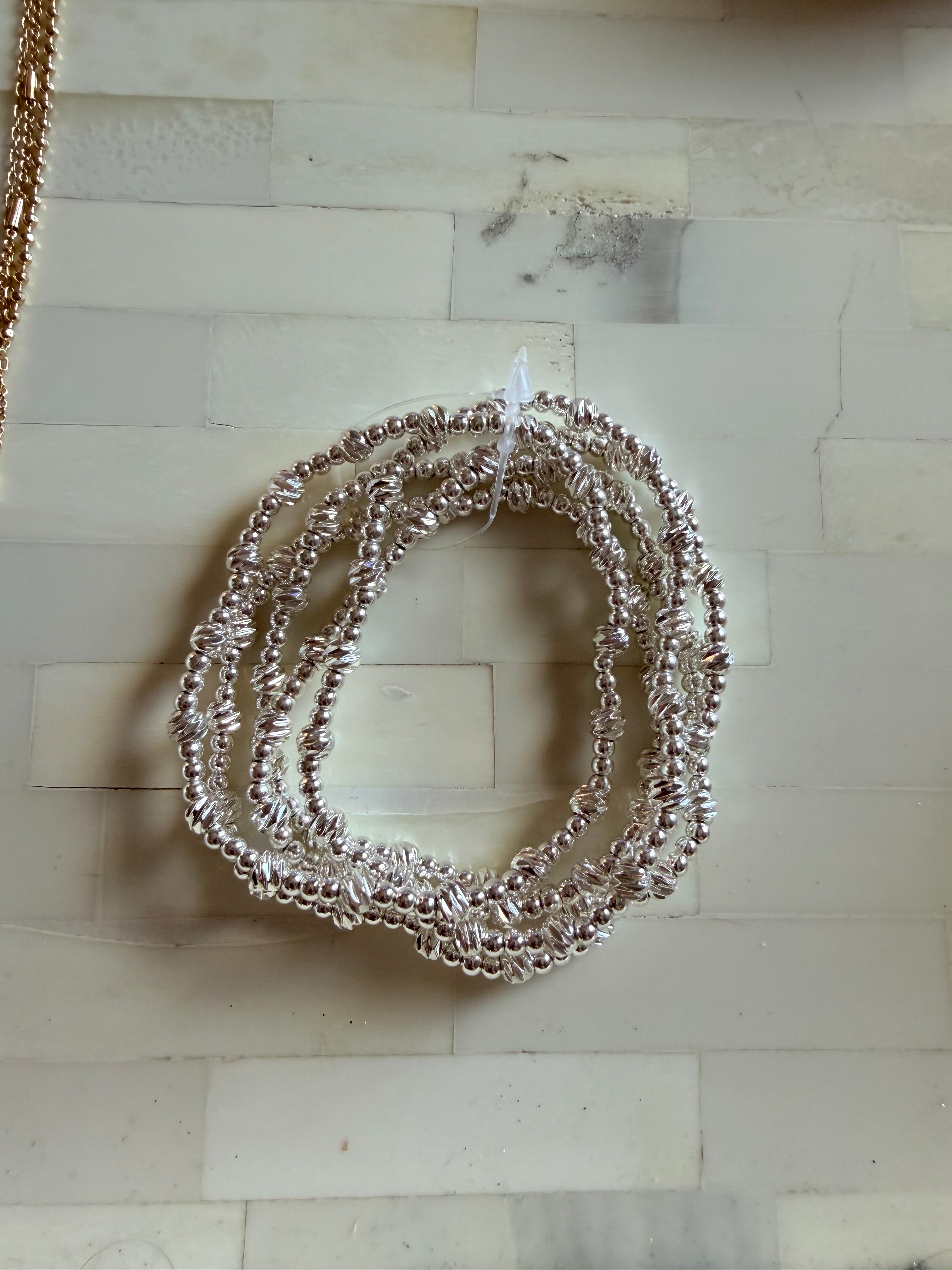 Silver bracelet stack