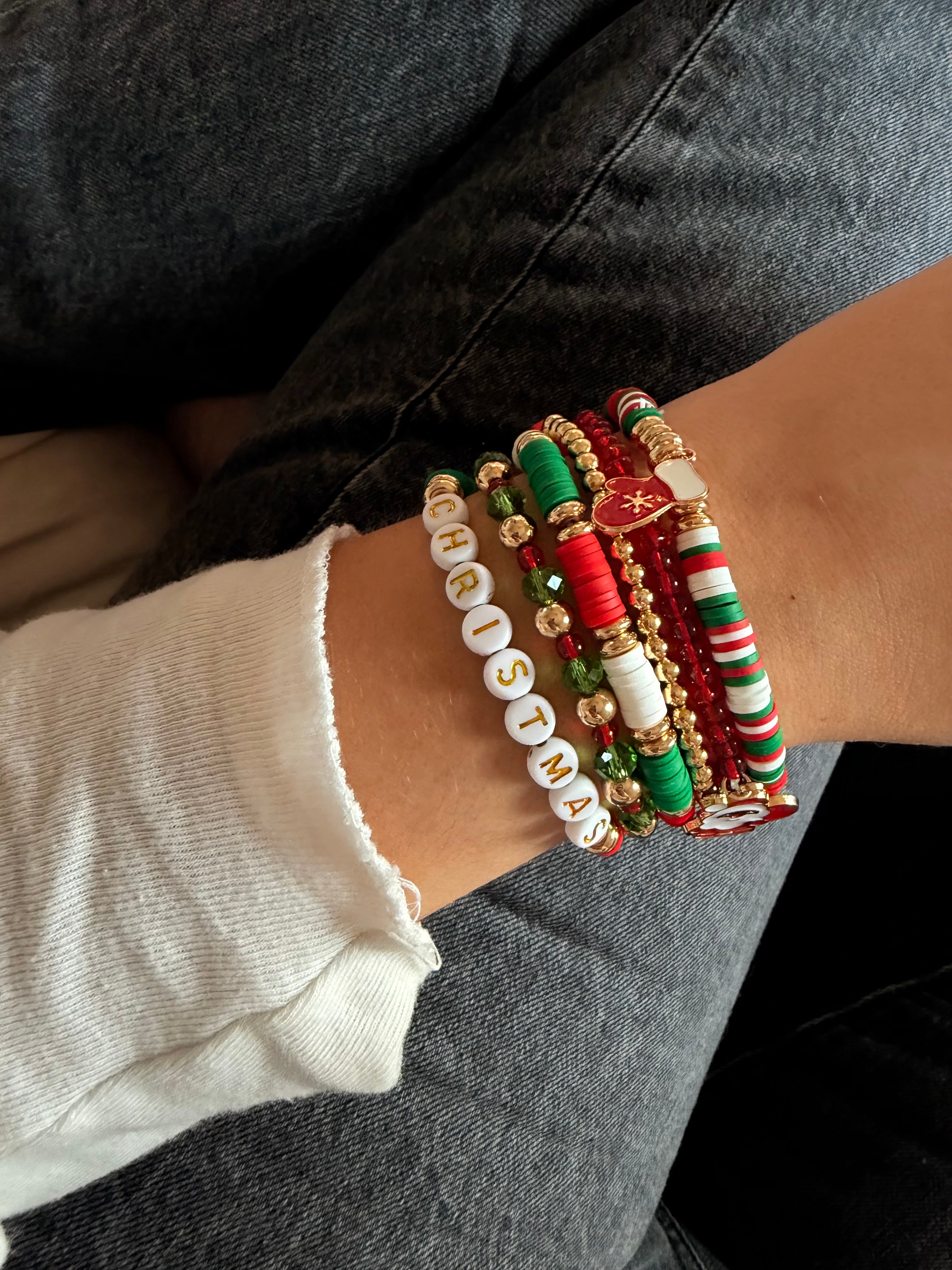 Mistletoe bracelet stack