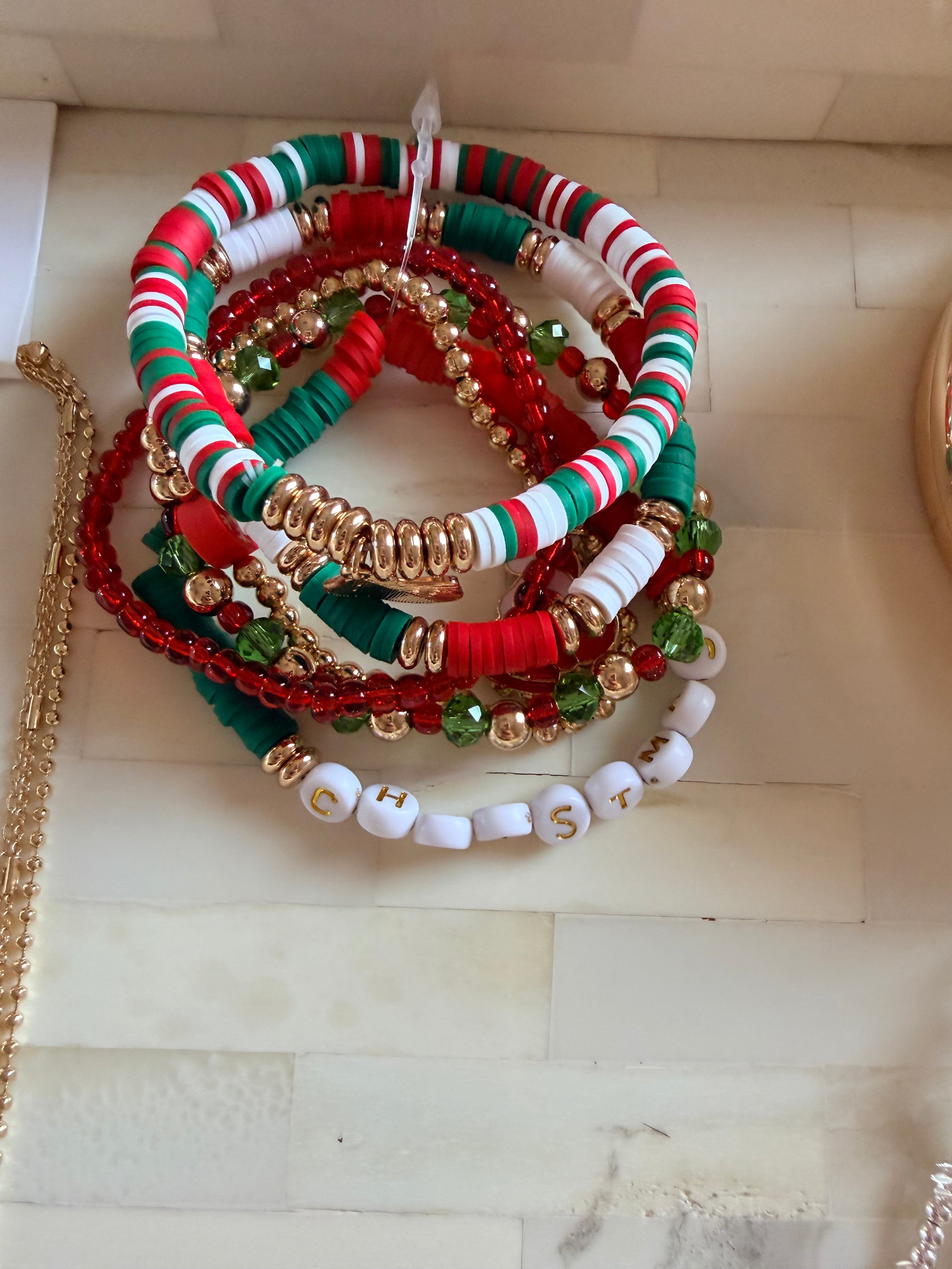 Mistletoe bracelet stack