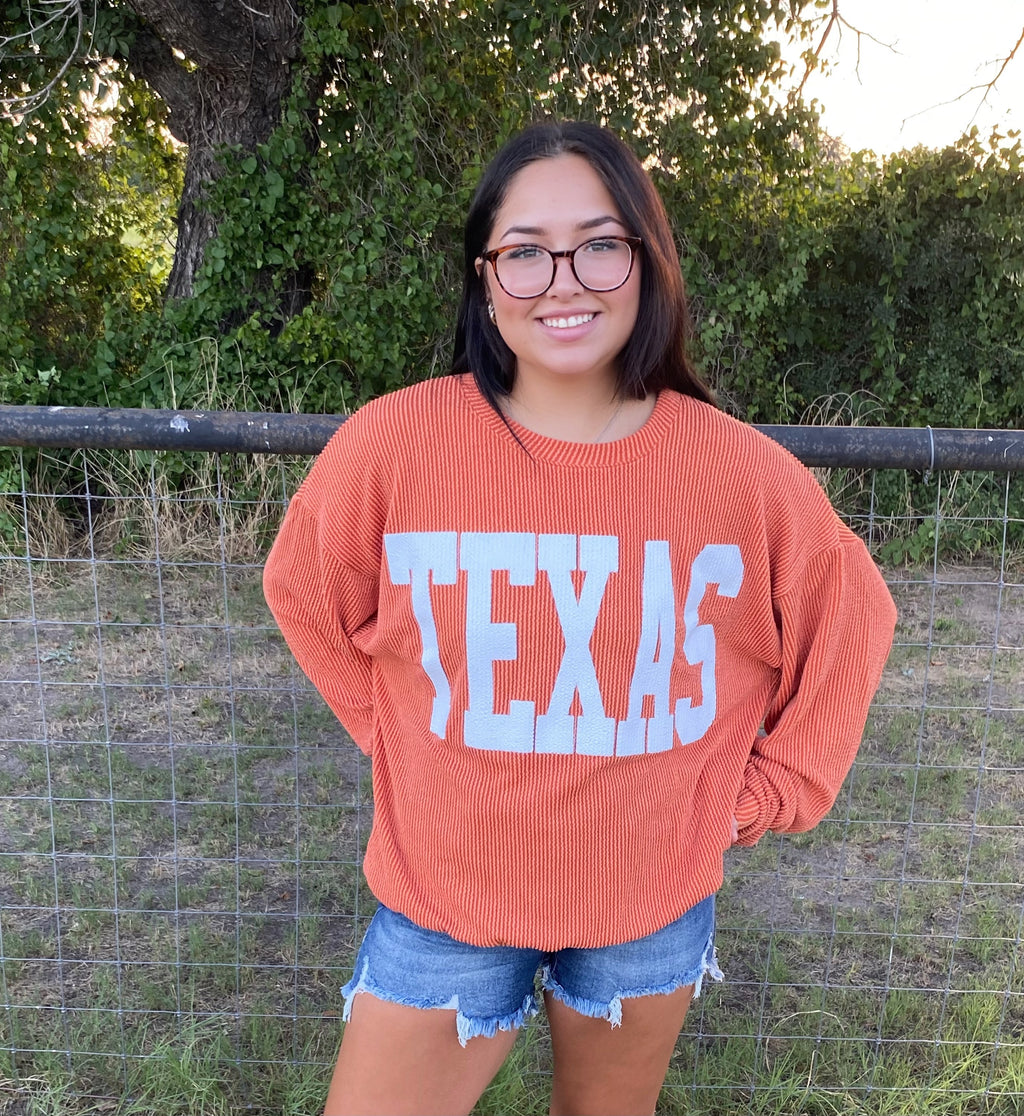 Orange Ribbed Texas Sweater image 0