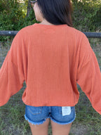 Orange Ribbed Texas Sweater image 2