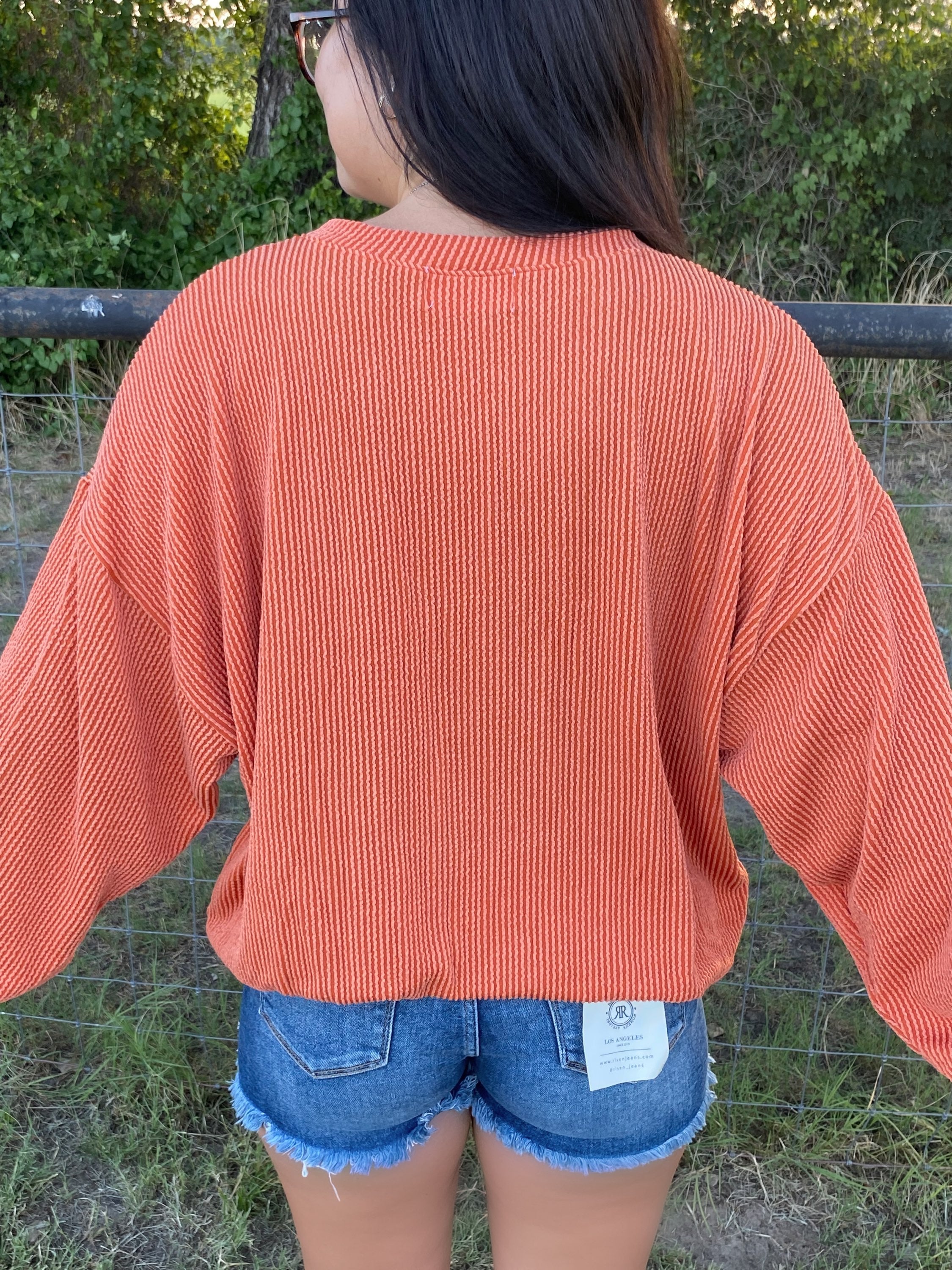 Orange Ribbed Texas Sweater image 2